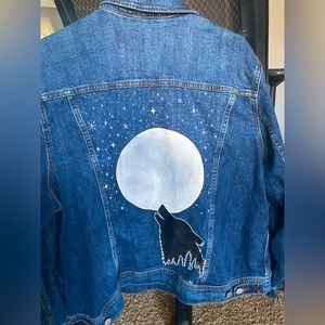 Jean jacket with Wolf & Moon